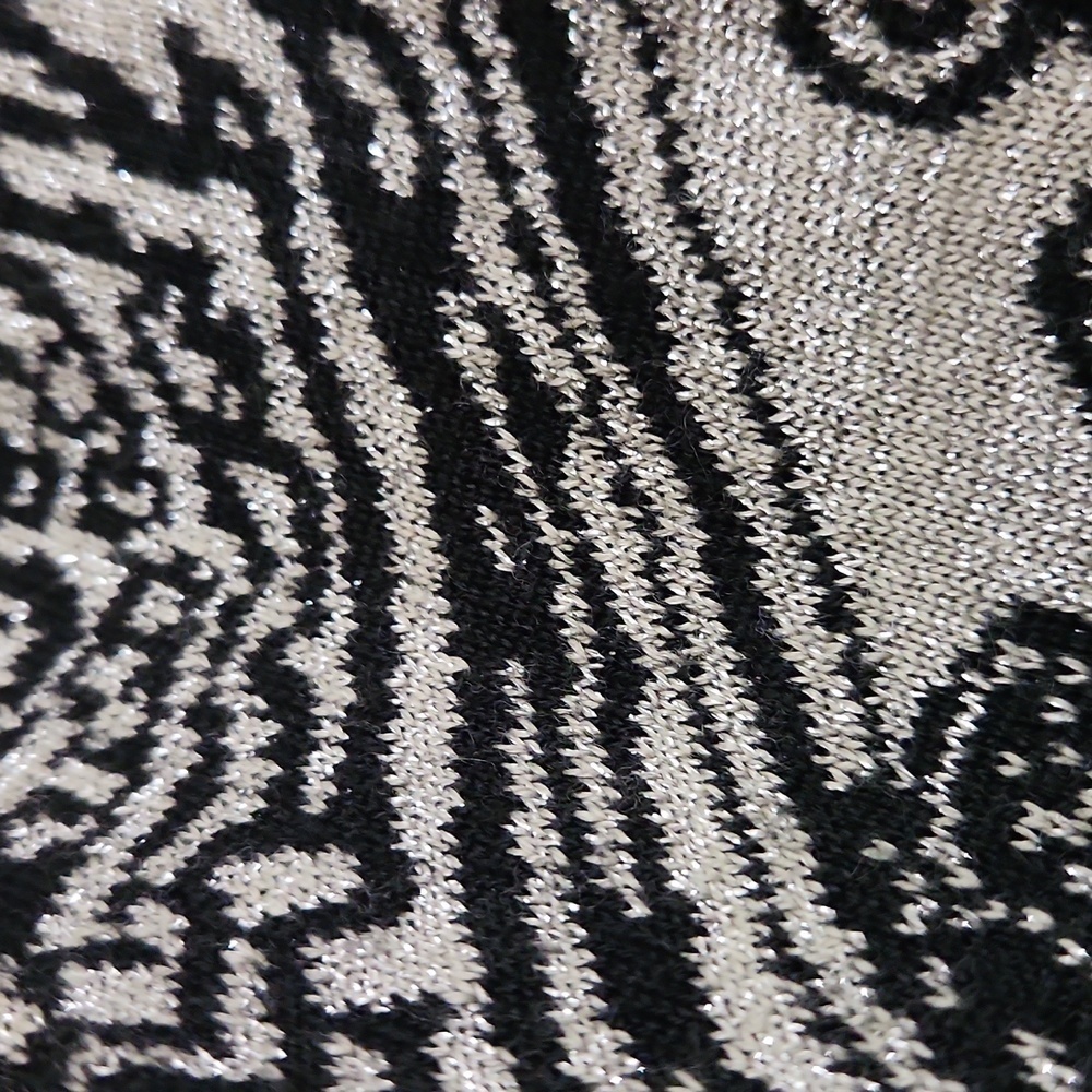 Wool Blend Elegant Black Gray Patterned Cardigan … - image 4